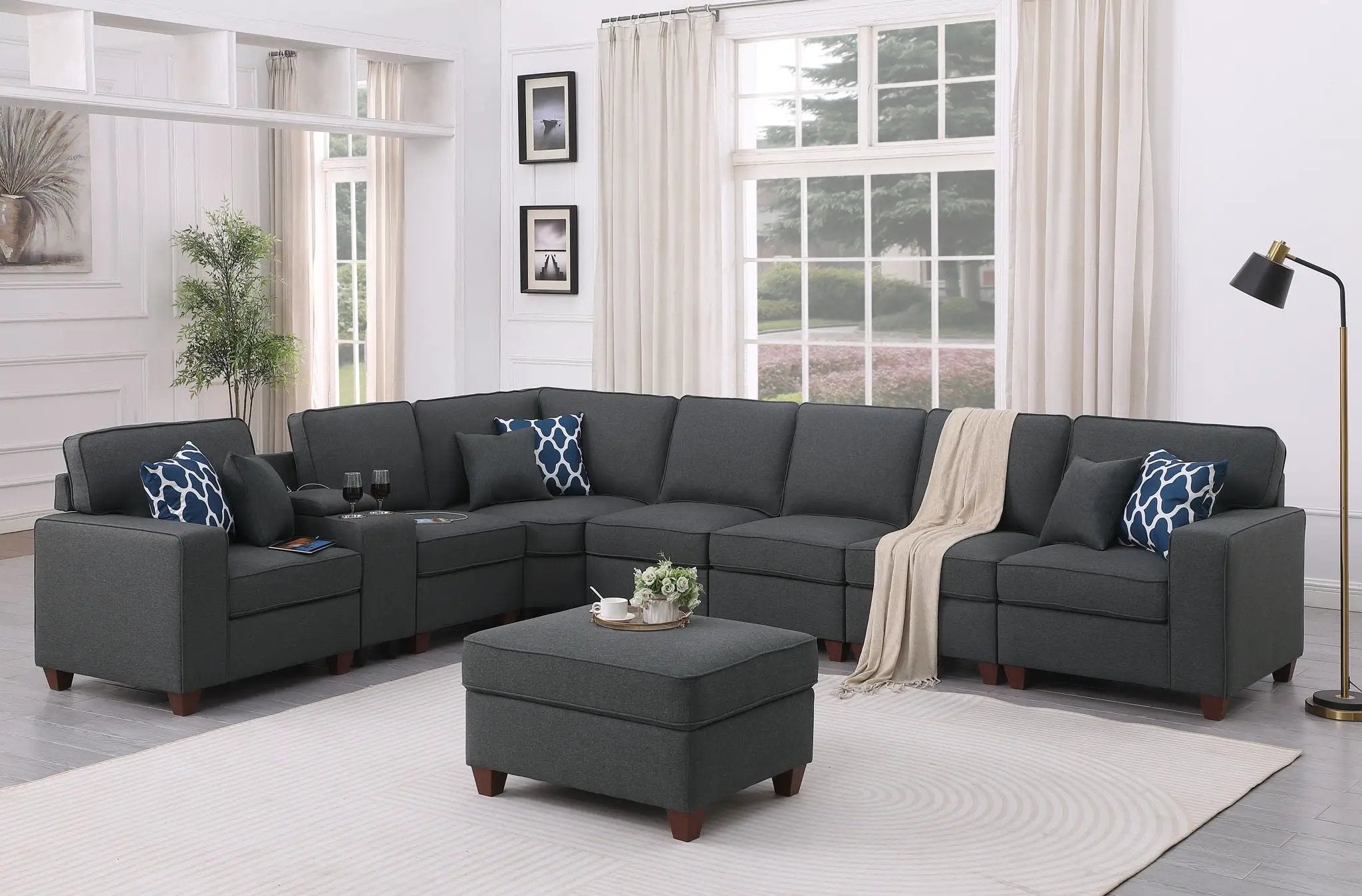 Hannah - Sectional Sofa With Ottoman - Dark Gray by Unique Piece Furniture