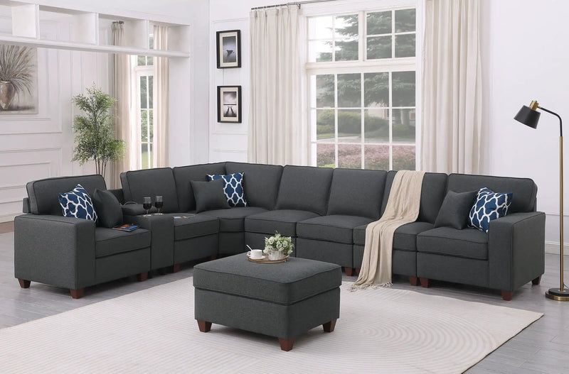 Hannah - Sectional Sofa With Ottoman - Dark Gray by Unique Piece Furniture