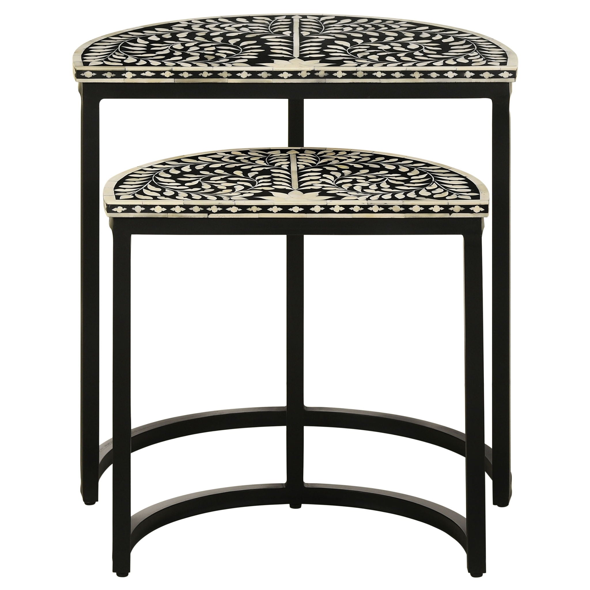 Allura - 2 Piece Demilune Nesting Table Set - Black by HouseOfZazla