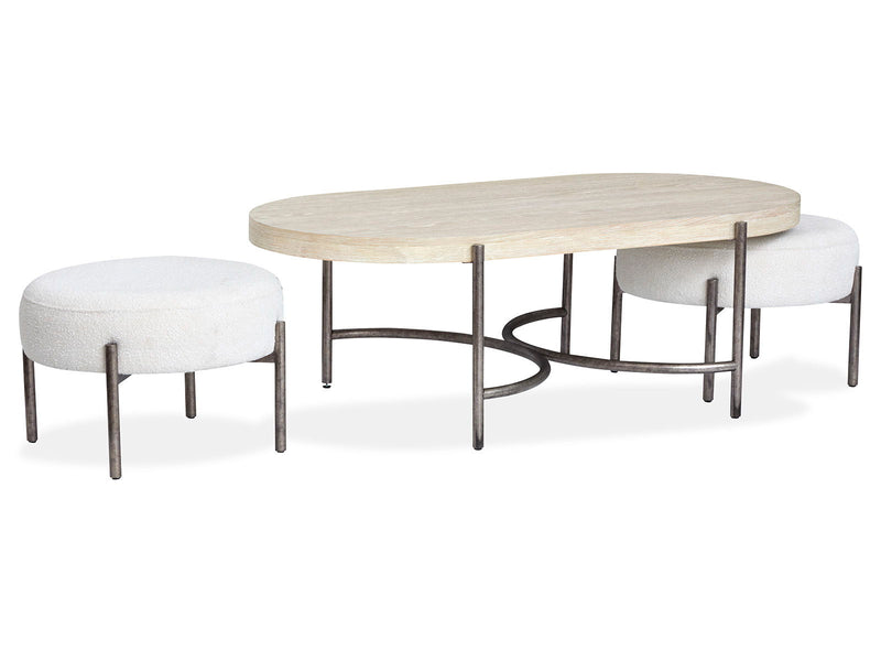 Jennings - Oval Cocktail Table With Two Ottomans - Edgecomb Gray And Weathered Antique Nickel, photo 5 of 7