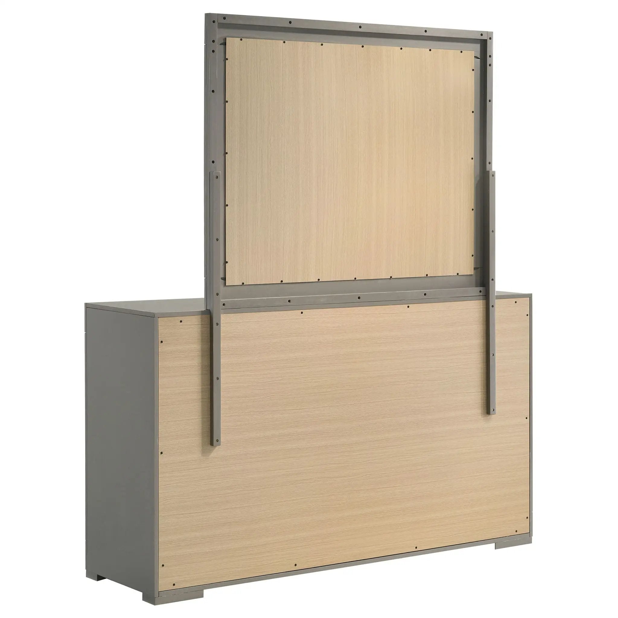 Ives 6-drawer Dresser and Mirror Grey High Gloss by Unique Piece Furniture