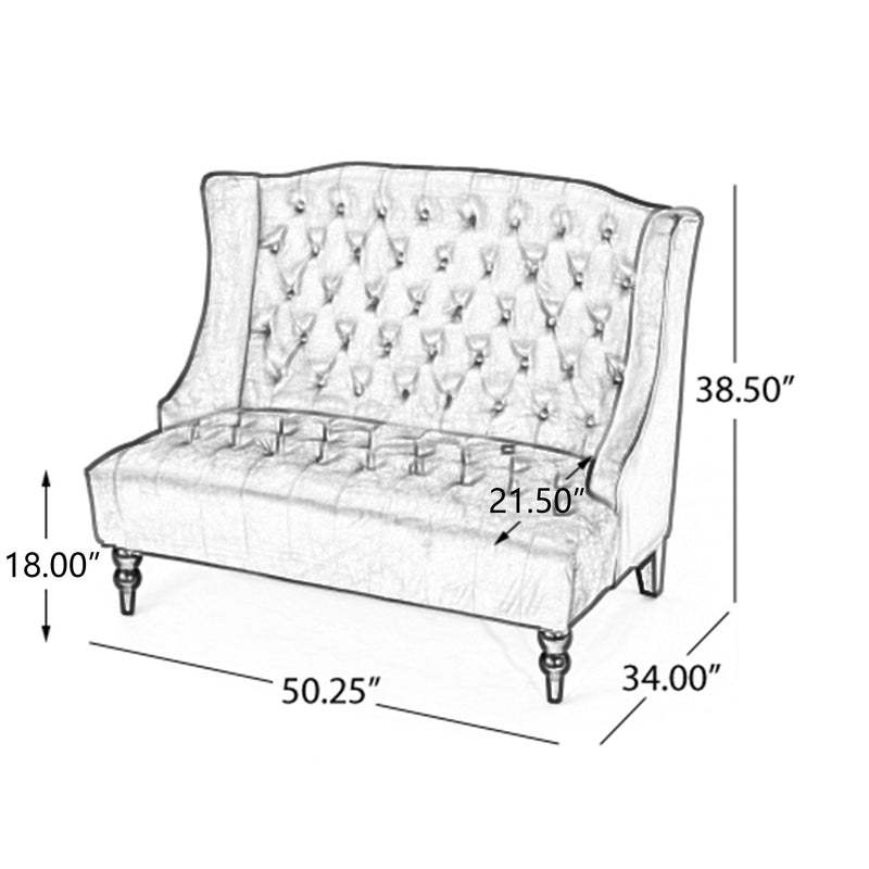Modern Glam Velvet Loveseat with Button-Tufted Detail - Emerald, photo 5 of 10