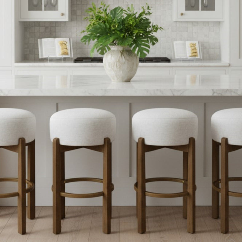 Vera Indoor Wooden Upholstered Barstool - Dark by HouseOfZazla