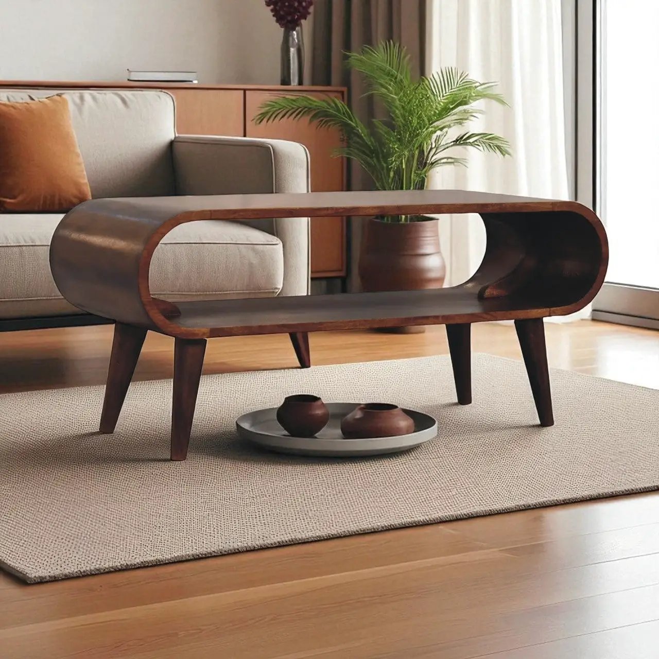 Solid Wood Amaya Nordic Style Coffee Table, Open Storage by HouseOfZazla
