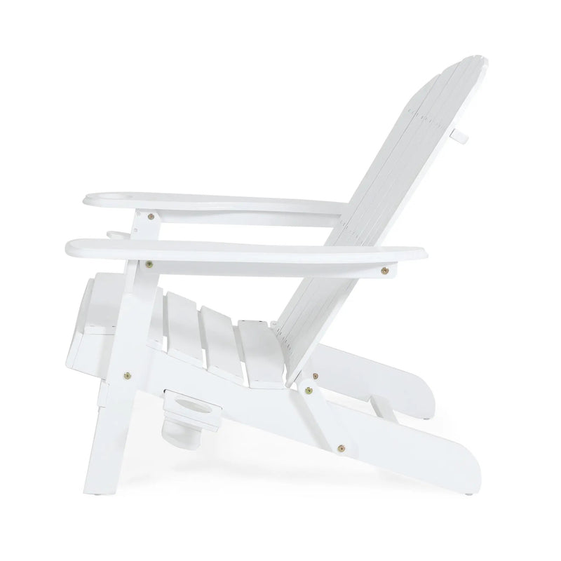 Zenithia Outdoor Foldable Adirondack Chair with 2 Cup Holders, White by HouseOfZazla