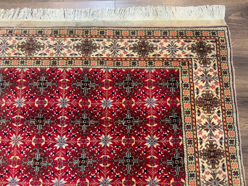 Turkish Sivas Rug 4x6, Red and Cream, Allover Design, Handmade Vintage by Jewel Rugs