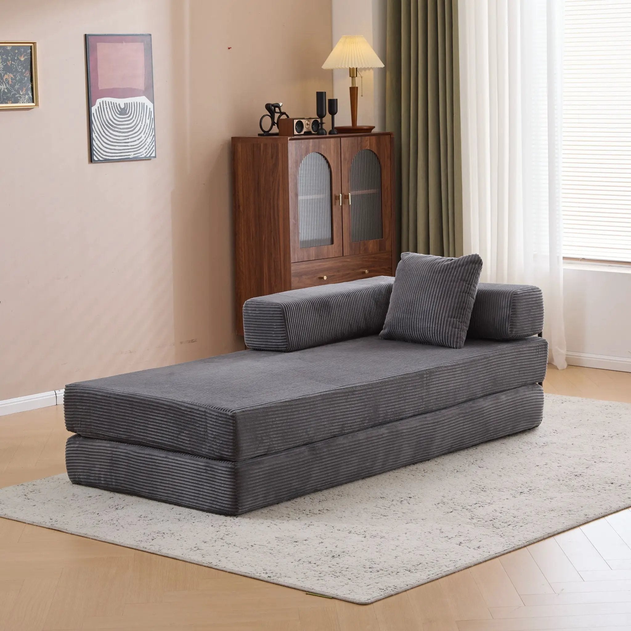 Floor Couch, Convertible Floor Sofa Bed With Pillow Back Support Armrest by HouseOfZazla