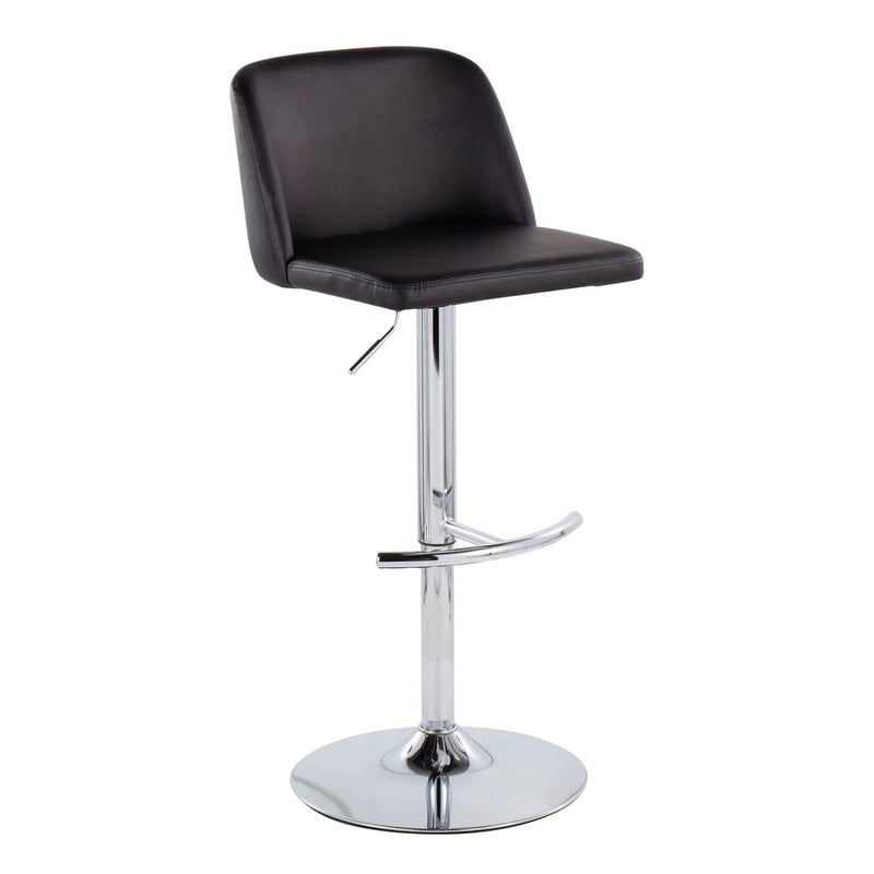Toriano - Contemporary Adjustable Barstool With Swivel & Rounded T Footrest (Set of 2) by HouseOfZazla