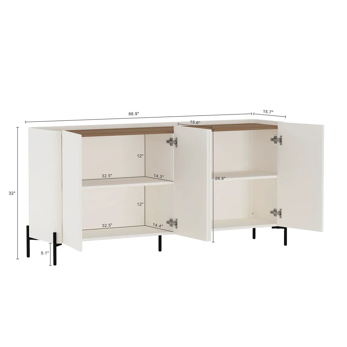 Abbey - Sideboard With Adjustable Shelves by HouseOfZazla