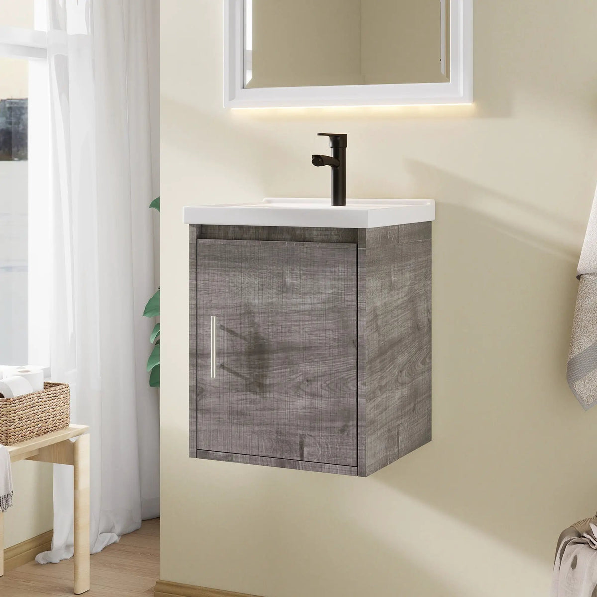 16" Floating Bathroom Vanity, Wall Mounted Plywood Cabinet by HouseOfZazla