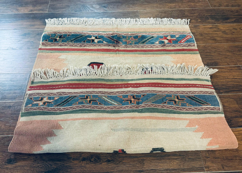 Turkish Kilim Rug 2.5 x 4.7, Flatweave Bohemian Blanket Rug, Wall Hanging Tapestry Rug by Jewel Rugs