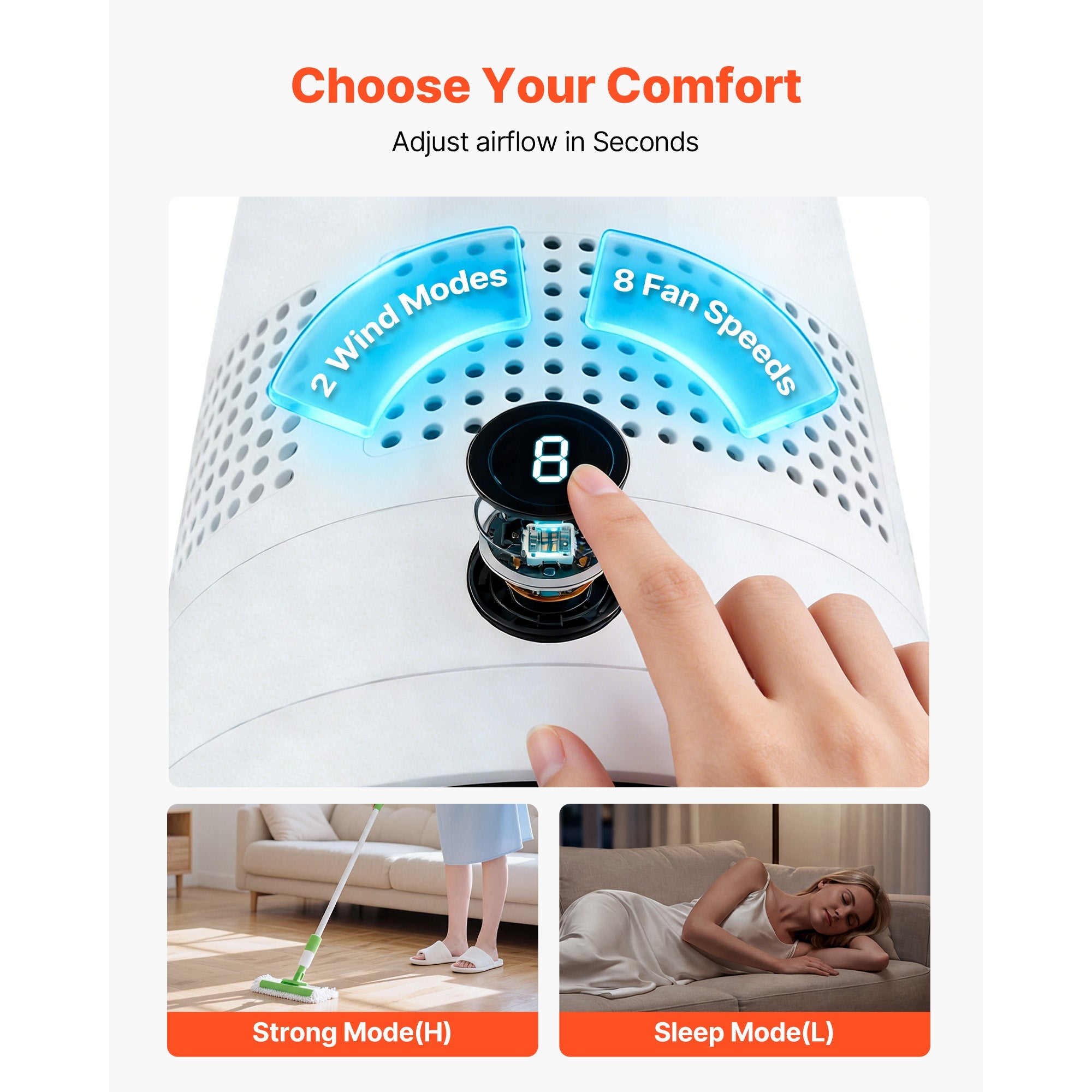 Bladeless Tower Fan, 80° Oscillating Standing Fan with Remote by HouseOfZazla