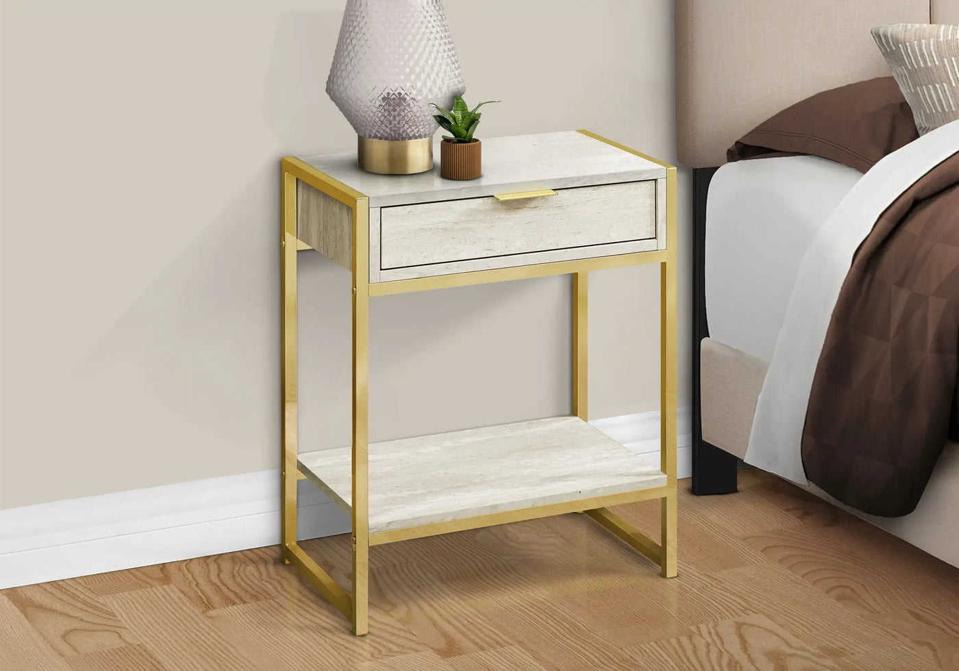 Accent Side Table, Storage Drawer, Spacious Tabletop by HouseOfZazla