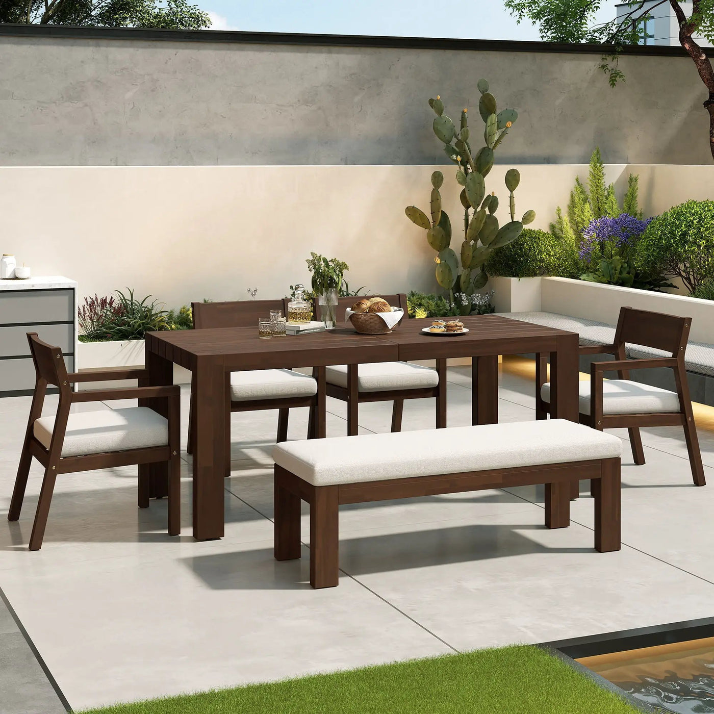Outdoor Dining Set Rectangular Table With Umbrella Hole by Unique Piece Furniture