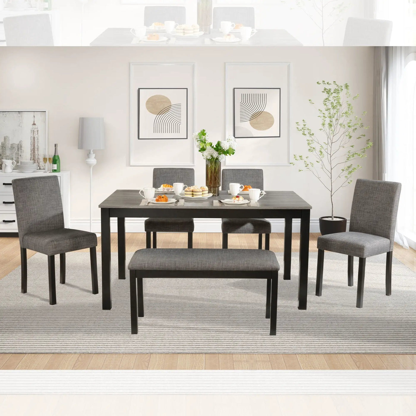 Modern Dining Table Set With Upholstered Chairs For Dining Room by HouseOfZazla