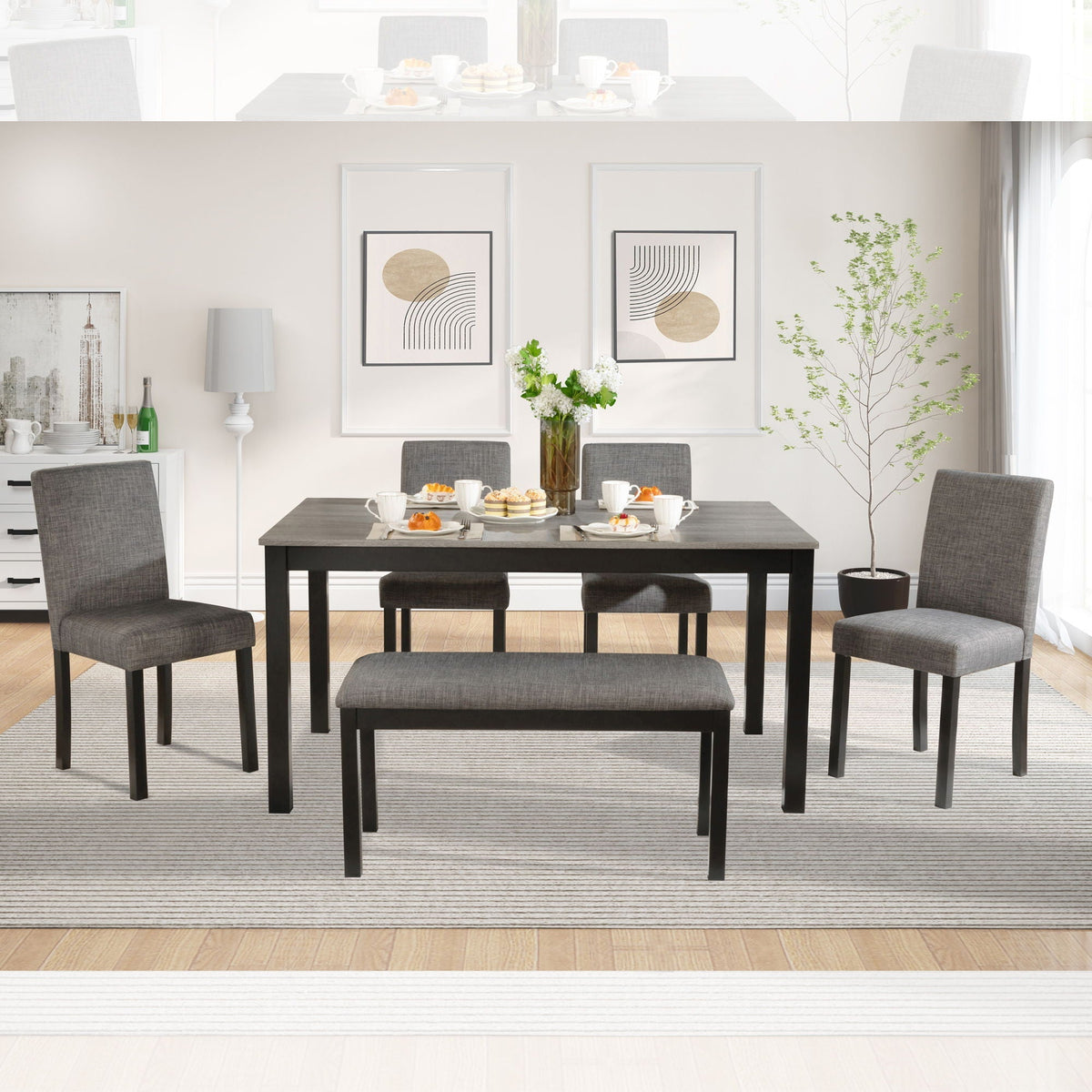 Modern Dining Table Set With Upholstered Chairs, photo 7 of 8