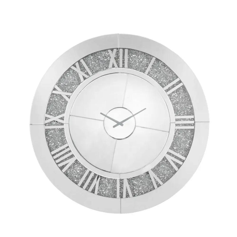 Noralie - 39" Wall Clock - Mirrored & Faux Diamonds by Unique Piece Furniture