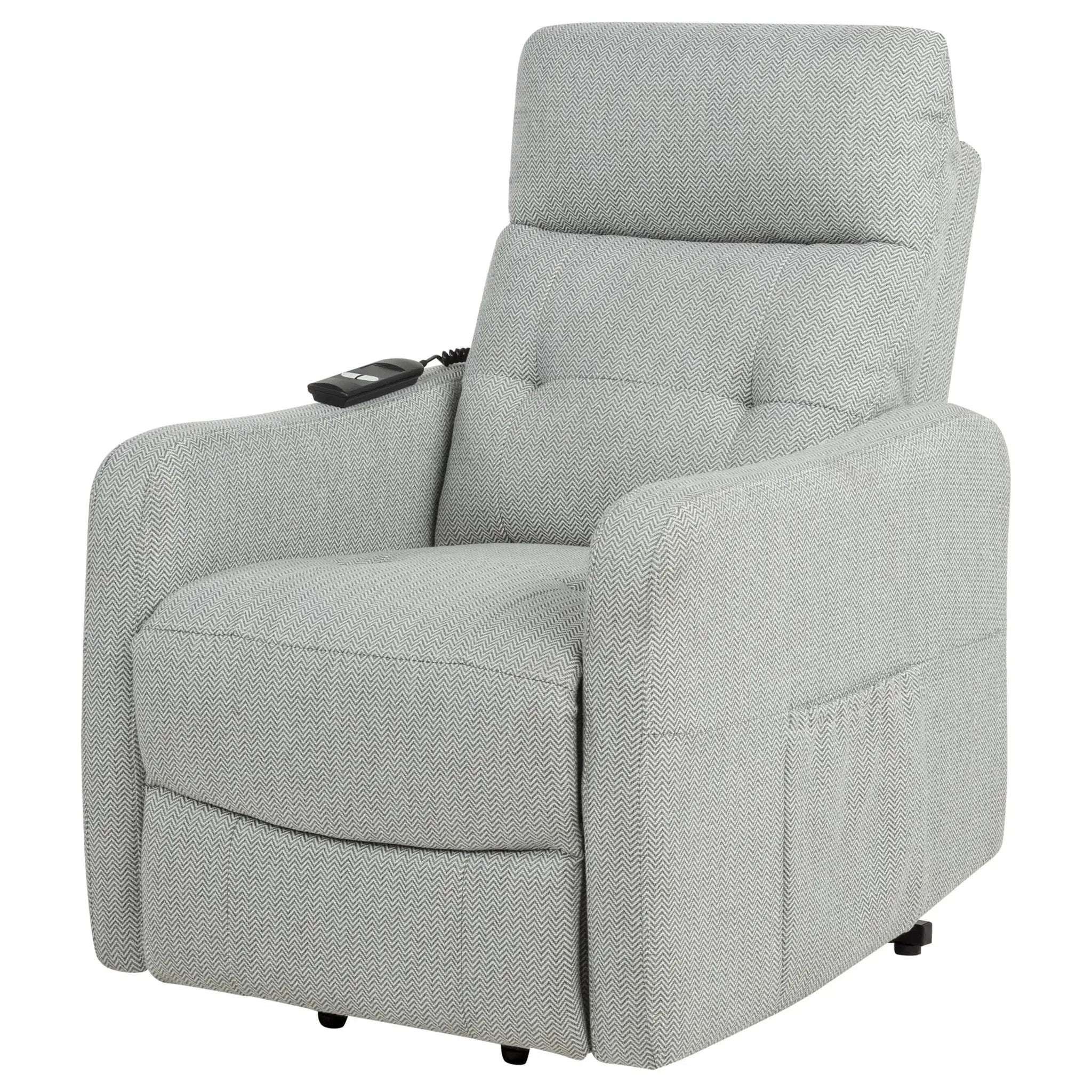 Dayes Upholstered Power Lift Recliner Chair Light Grey by Unique Piece Furniture