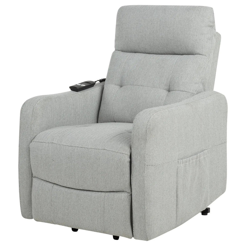 Dayes Upholstered Power Lift Recliner Chair Light Grey by Unique Piece Furniture