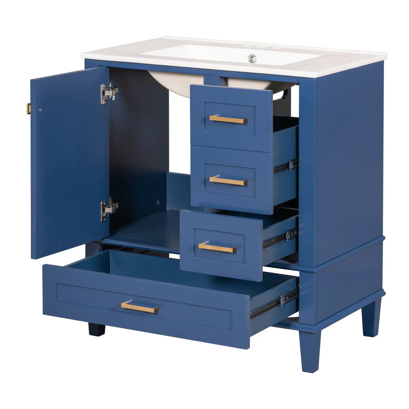 Bathroom Vanity, Modern Bathroom Cabinet With Sink Combo Set, Bathroom Storage Cabinet With A Soft Closing Door And 3 Drawers, Solid Wood Frame by HouseOfZazla