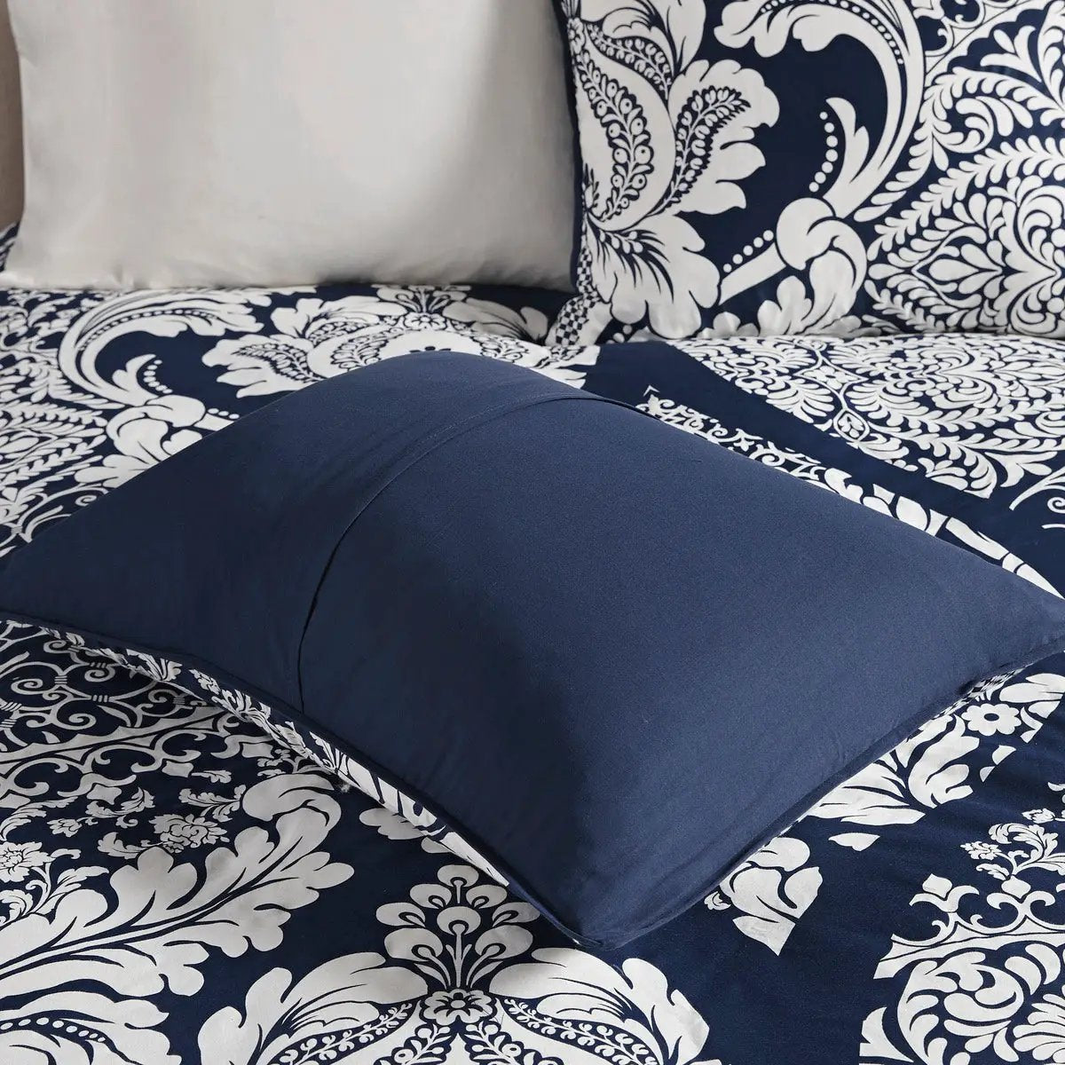 7 Piece Cotton Printed Comforter Set Indigo King by HouseOfZazla