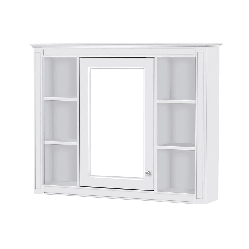 Wall Mounted Medicine Cabinet With Mirror, Storage Cabinet Featuring 6 Open Shelves And Adjustable Interior by HouseOfZazla