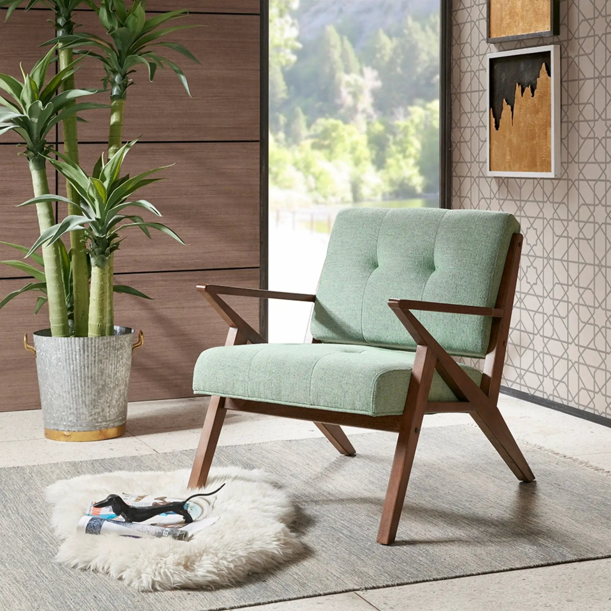 Lounge Chair With Tufted Upholstery And Solid Frame by Unique Piece Furniture