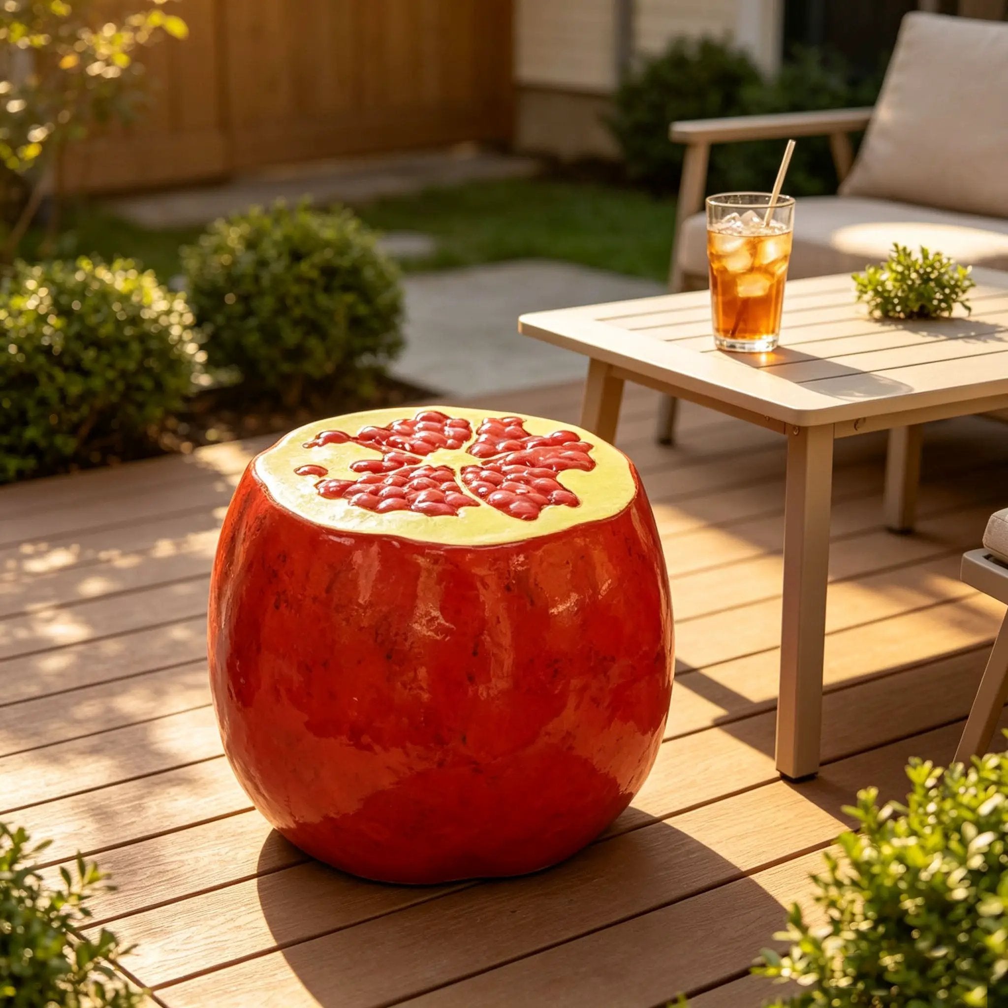 Pomegranate Fruit Stool – 13.4" Oversized Resin Stool by HouseOfZazla
