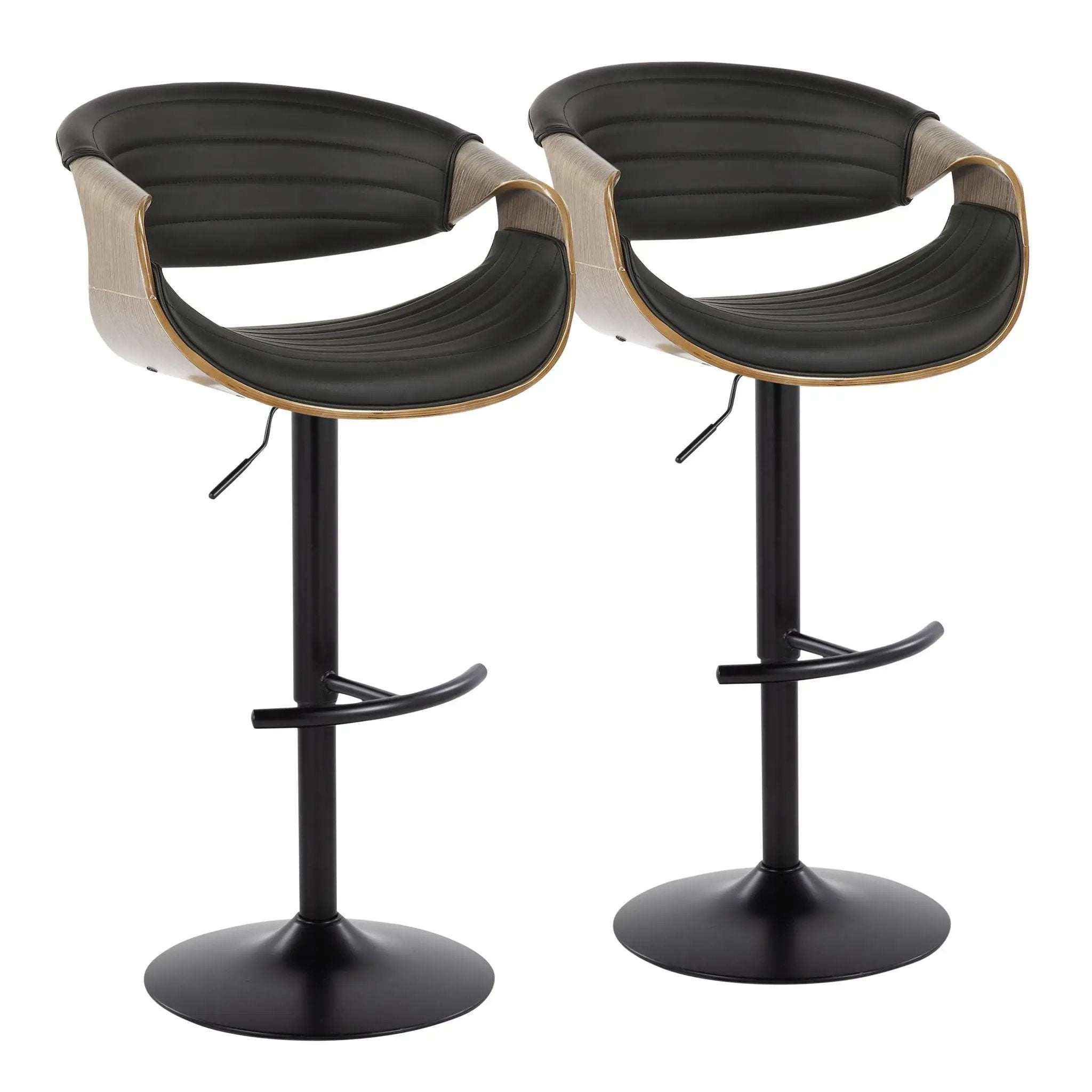 Symphony - Mid Century Modern Adjustable Barstool With Swivel With Rounded T Footrest (Set of 2) by Unique Piece Furniture