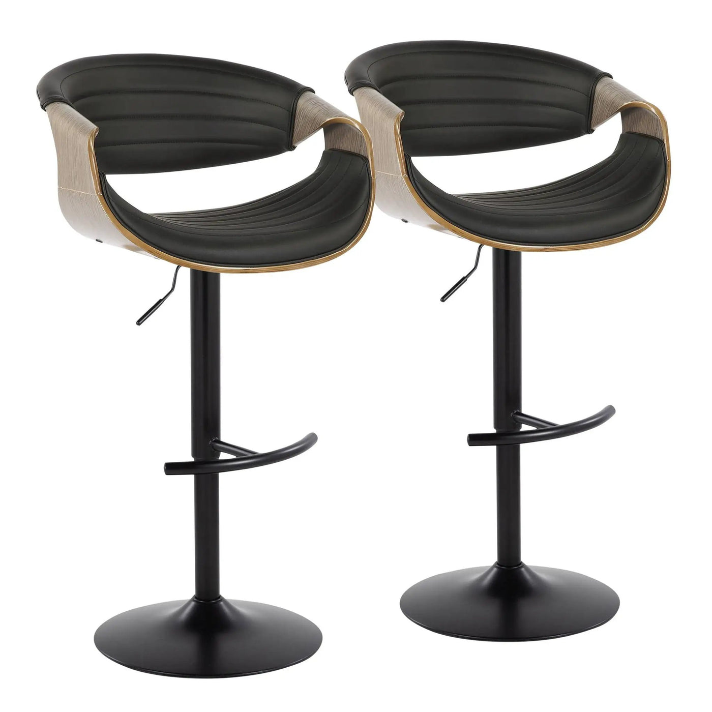 Symphony - Mid Century Modern Adjustable Barstool With Swivel With Rounded T Footrest (Set of 2) by HouseOfZazla