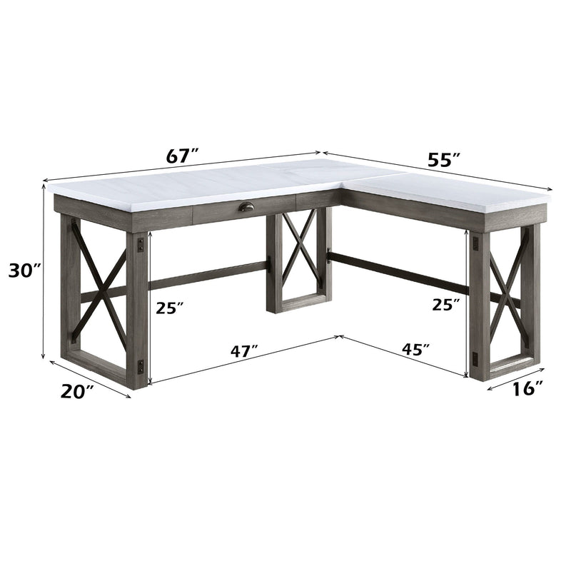 Marble Top Corner Desk with Lift Top Storage - White, photo 3 of 4