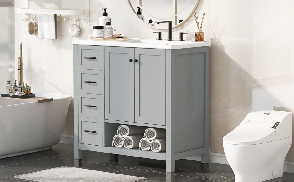 36" Bathroom Vanity with Sink Top and Storage Cabinet by HouseOfZazla