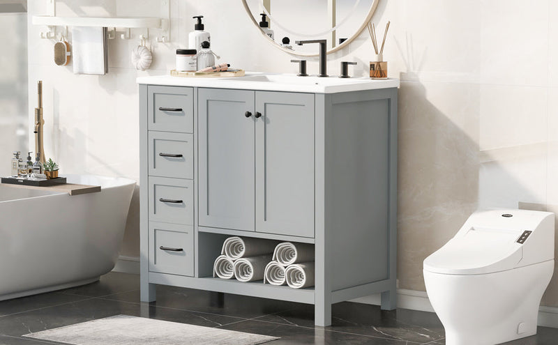 36" Bathroom Vanity with Sink Top and Storage Cabinet by HouseOfZazla