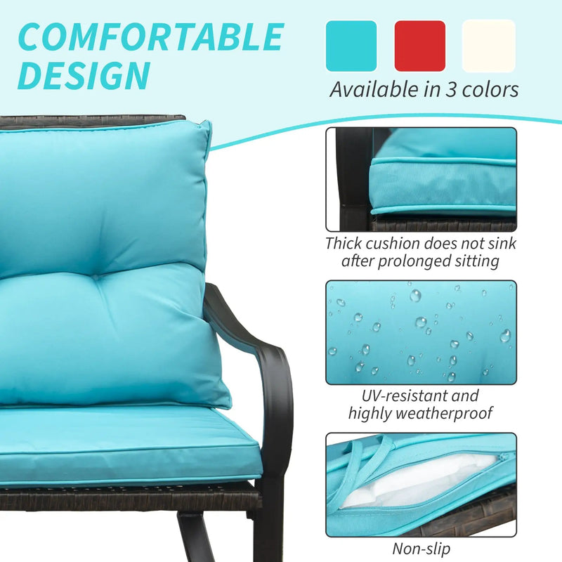 Metal 2-Person Outdoor Patio Rocking Seating Group with Cushions by HouseOfZazla