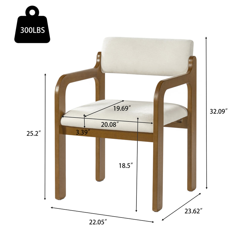 Modern Rubber Wood Dining Chairs with Upholstered Seat and Armrests - Set of 2, photo 3 of 10