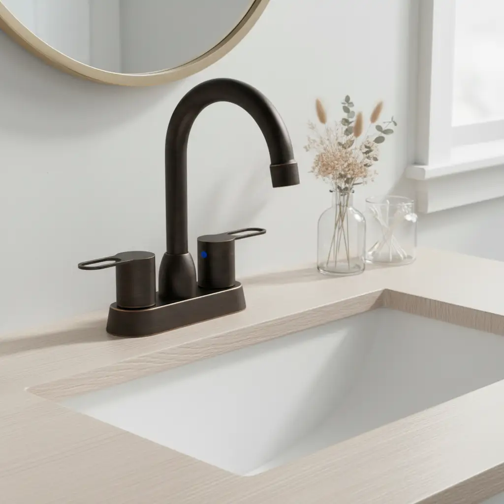 2 Handles Bathroom Sink Faucet, Oil Rubbed Bronze Centerset by HouseOfZazla