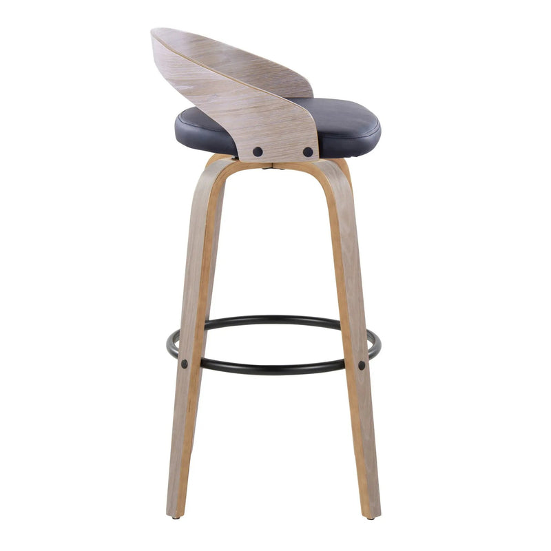 Grotto - Contemporary Fixed Height Barstool With Swivel With Round Footrest (Set of 2) by Unique Piece Furniture
