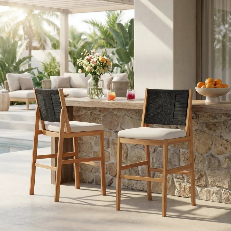 Outdoor Acacia Wood Bar Stools (Set of 2) by HouseOfZazla