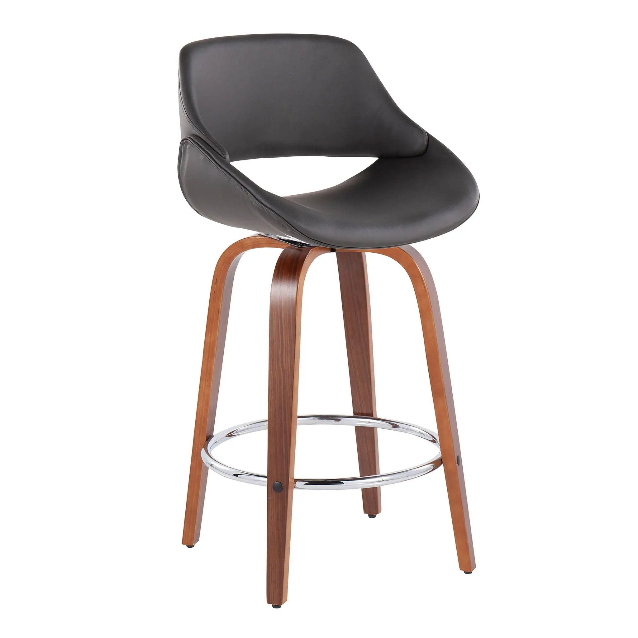 Fabrico - Mid Century Modern, Fixed Height Counter Stool With Round Footrest (Set of 2) by HouseOfZazla