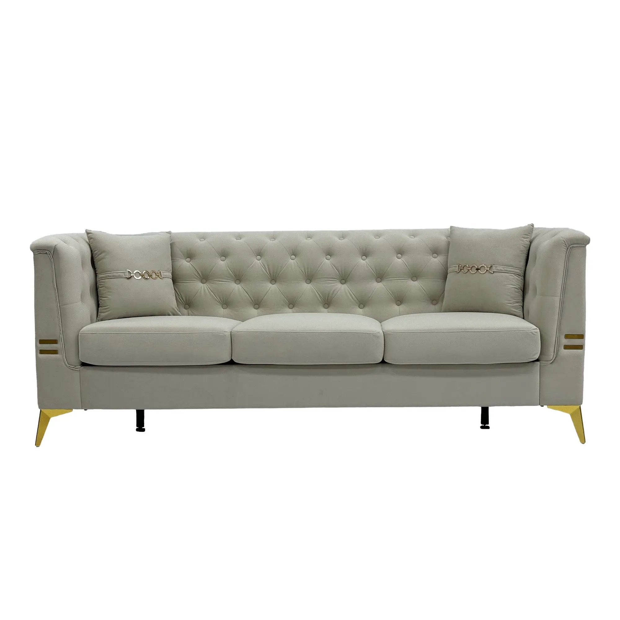 FX-P83-2PC Modern Velvet Upholstered Sofa Set of 2 by HouseOfZazla