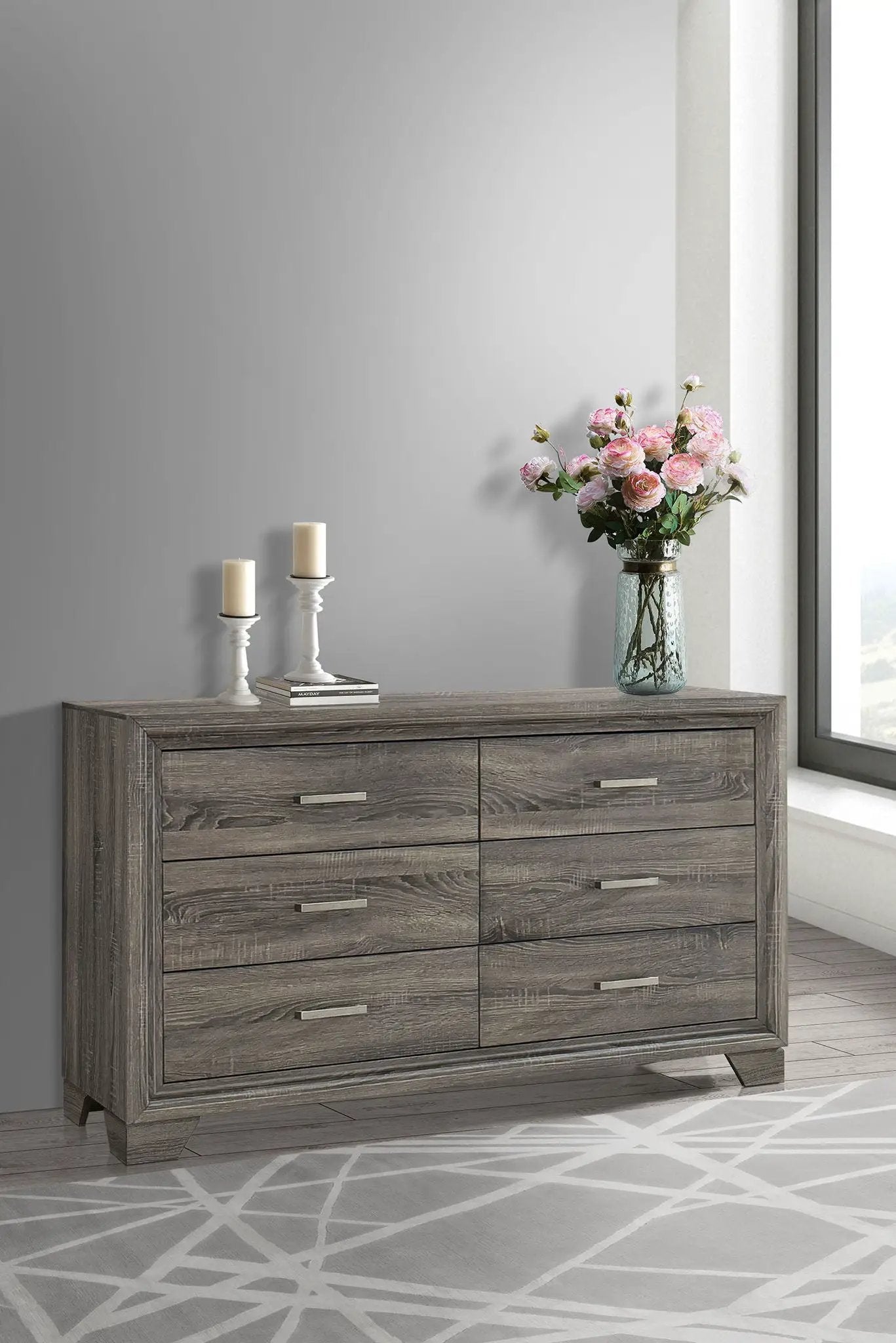 Wright 6-drawer Dresser Cabinet Brown Oak by Unique Piece Furniture