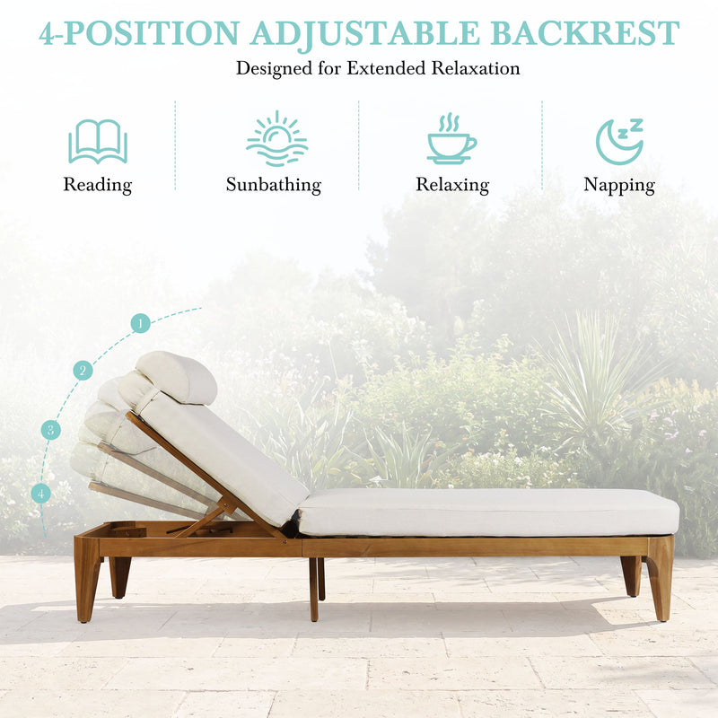 TOPMAX Acacia Wood Chaise Lounge by HouseOfZazla
