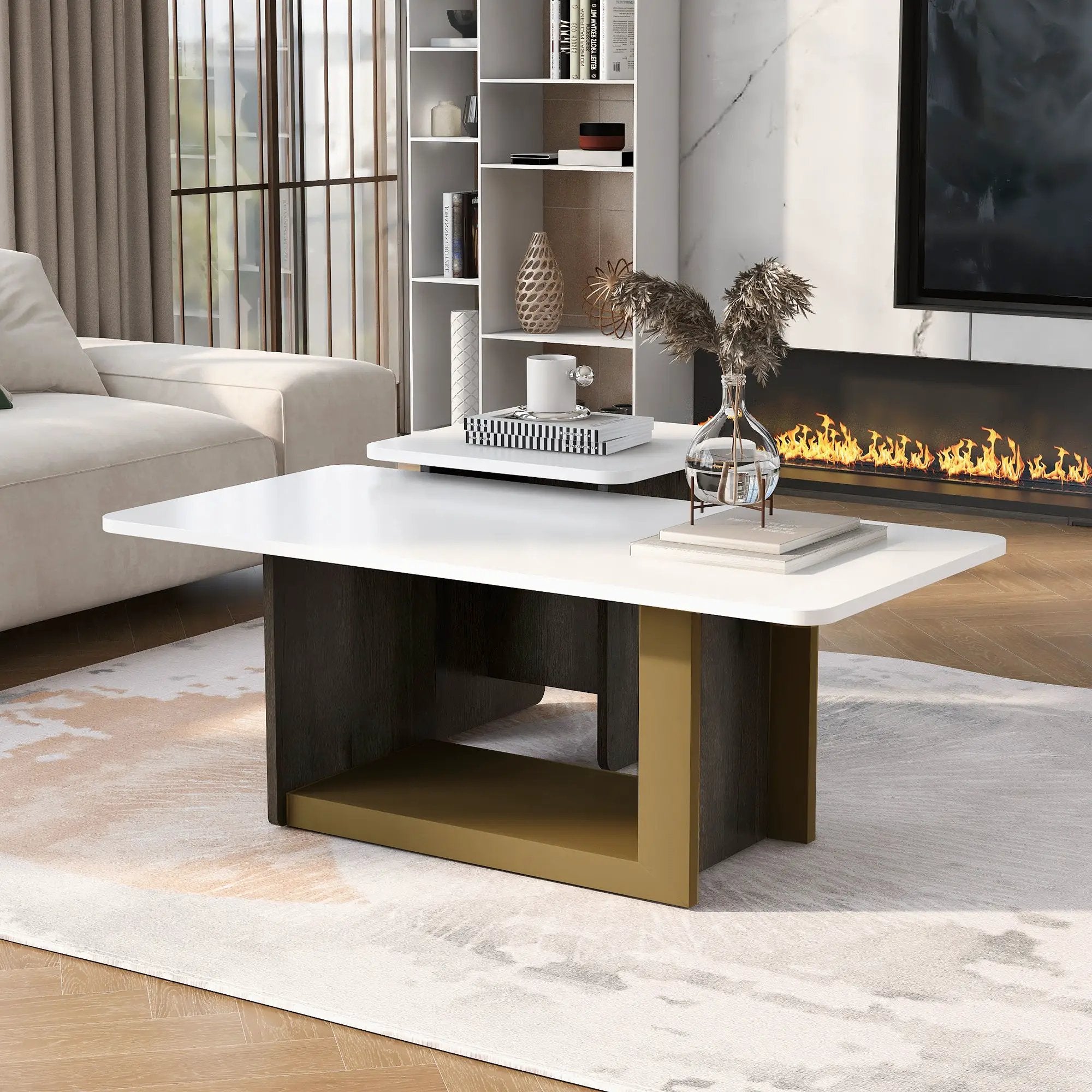 Small Square Coffee Table With End Table (Set of 2) by Unique Piece Furniture