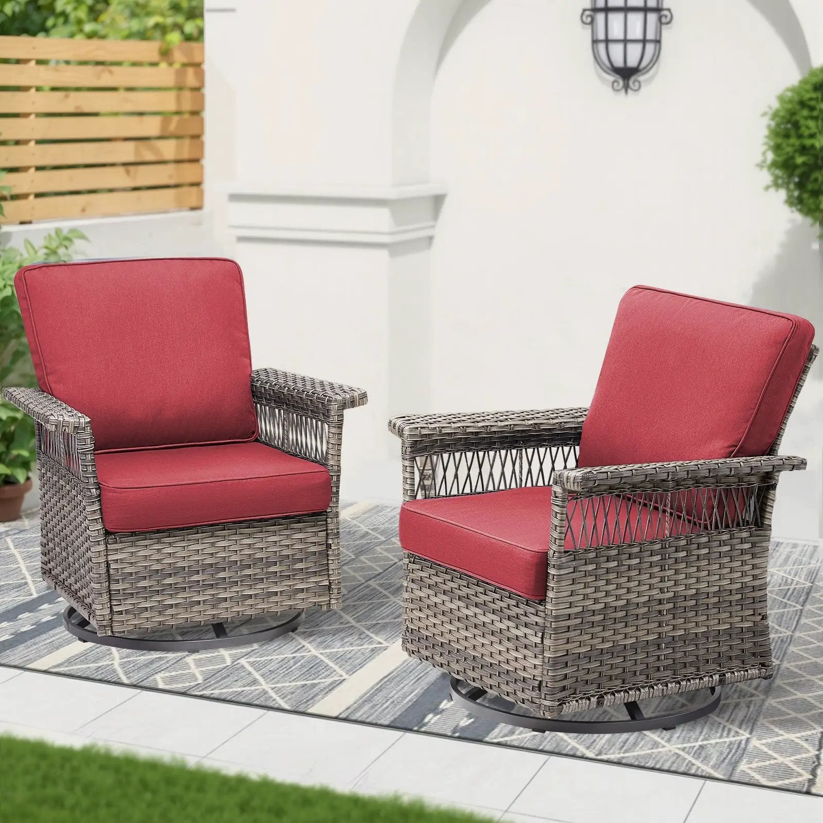 2 Piece Swivel Rocker Patio Chairs Set with Thick Cushions by HouseOfZazla