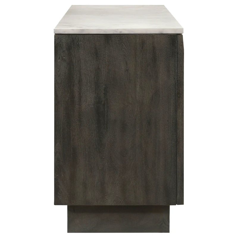 Dennis 3-door Marble Top Sideboard Buffet Tobacco Grey by Unique Piece Furniture