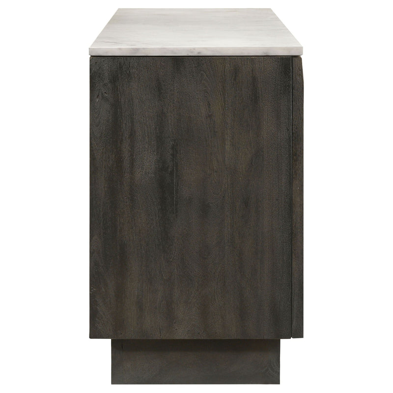 Dennis 3-door Marble Top Sideboard Buffet Tobacco Grey by Unique Piece Furniture