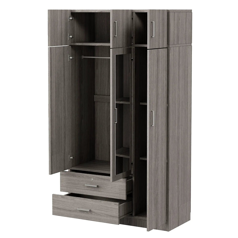 Modern 3 Door Mirror Wardrobe With 2 Drawers And Top Cabinet by Unique Piece Furniture