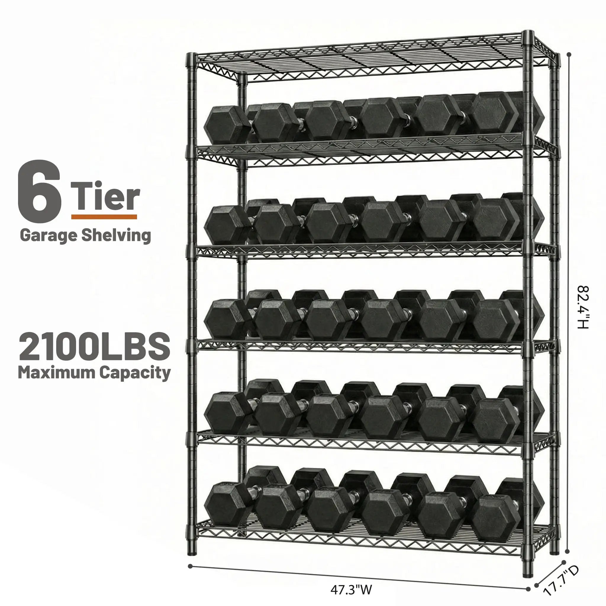 6-Tiers Storage Shelves - 2100LBS Capacity by HouseOfZazla