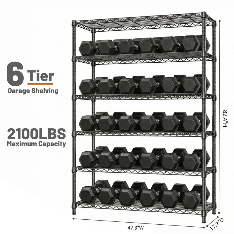 6-Tiers Storage Shelves - 2100LBS Capacity by HouseOfZazla