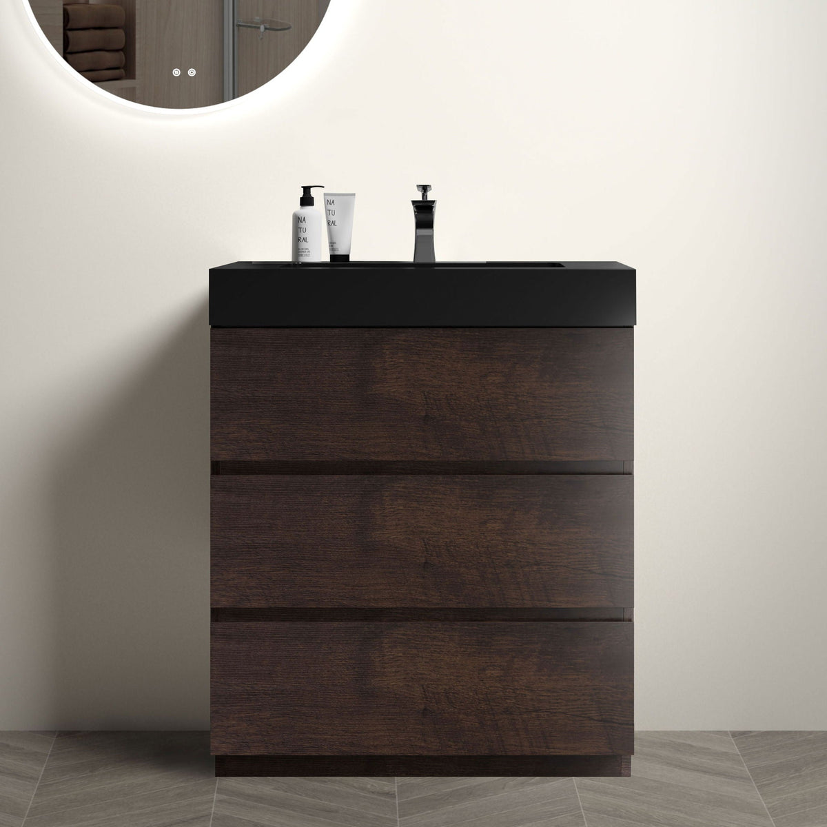 Alice Bathroom Vanity with Large Storage and One-Piece Sink Basin – Black or White, photo 16 of 24